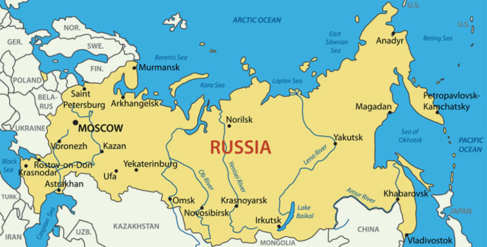 Rusya Büyük Şehirleri Haritası